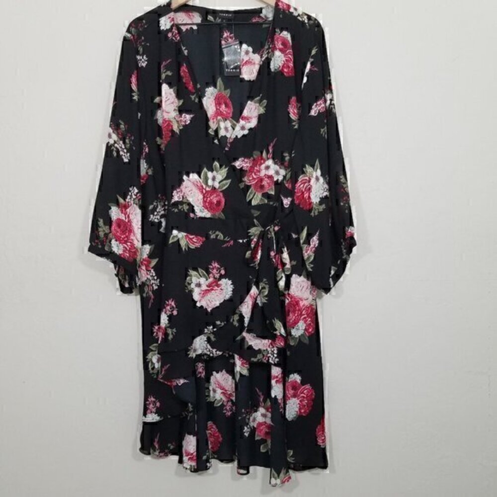 NWT Torrid Floral Layered Tie Front Coverup Wrap To Blouse Gown Tunic Top Size 5